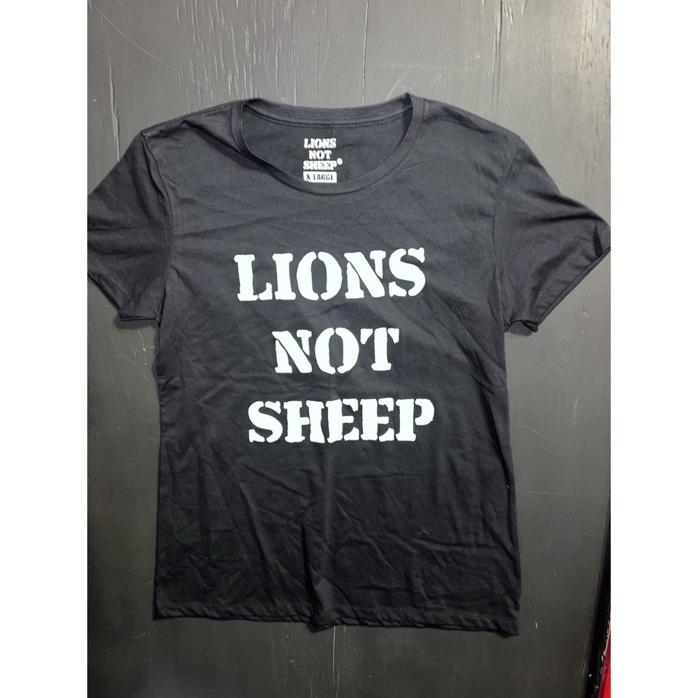 Lions Not Sheep T-Shirt Black Size XL short sleeve tee cotton blend‎ Made in USA